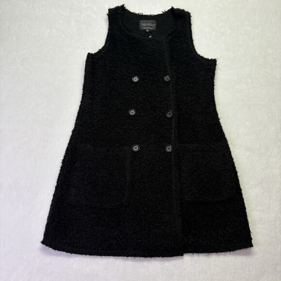 Revolve Sanctuary Boucle Knit Long Line Button Front Sweater Vest Black Size S - Picture 1 of 11